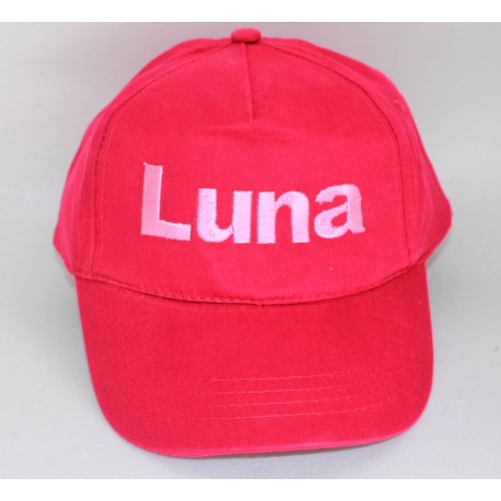 Pink børnekasket med navn på