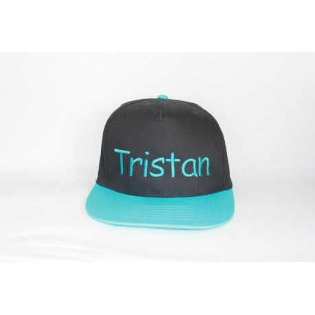 Sort -tyrkis snapback cap med navn på