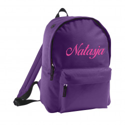 Lilla rygsæk med navn på