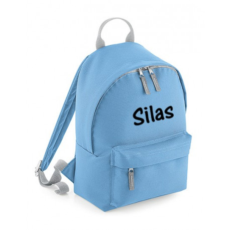 Børne rygsæk i lyseblå med navn på
