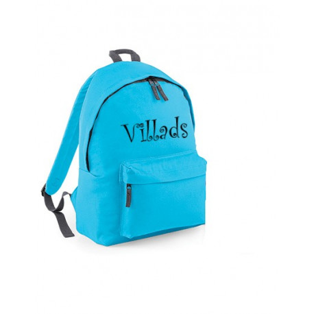 Tyrkisblå junior rygsæk med navn på