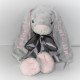 MyTeddy XL grå og lyserød kanin bamse med navn på.
