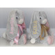 MyTeddy XL grå og lyserød kanin bamse med navn på.