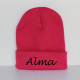 Pink børne hue med navn på