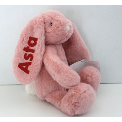 Rosa Tinka kanin bamse med navn broderet