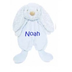 Teddykompaniet lolli bunnies lyseblå nusseklud med navn