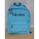 Tyrkisblå børne rygsæk med navn på