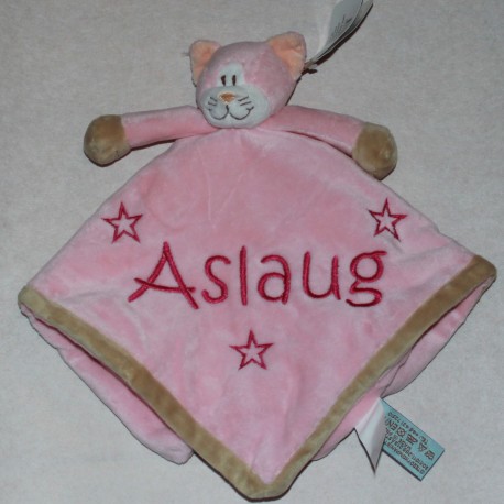 Teddykompaniet lyserød kat sutteklud med navn på
