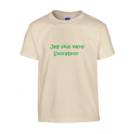 Sandfarvet børne t-shirt med navn på
