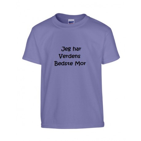 Lys lilla børne t-shirt med tekst på