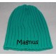 Tykisgrøn beanie hue med navn på