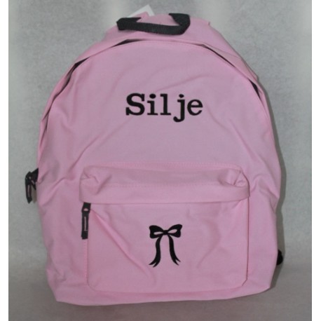 Lyserød rygsæk med navn på -Skoletaske