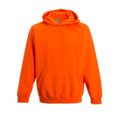 Neon orange børne hættetrøje med tekst 7/8 år
